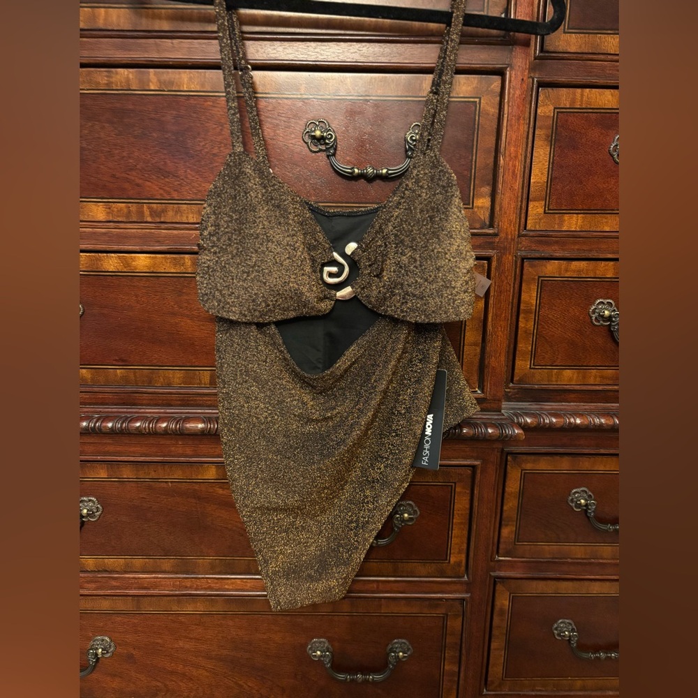 Chic Bronze One-Piece Swimsuit NWT read description for sizing